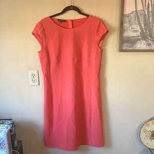Lafayette 148 Coral Pink Cap Sleeve Shift Dress Size 8 Quiet Luxury